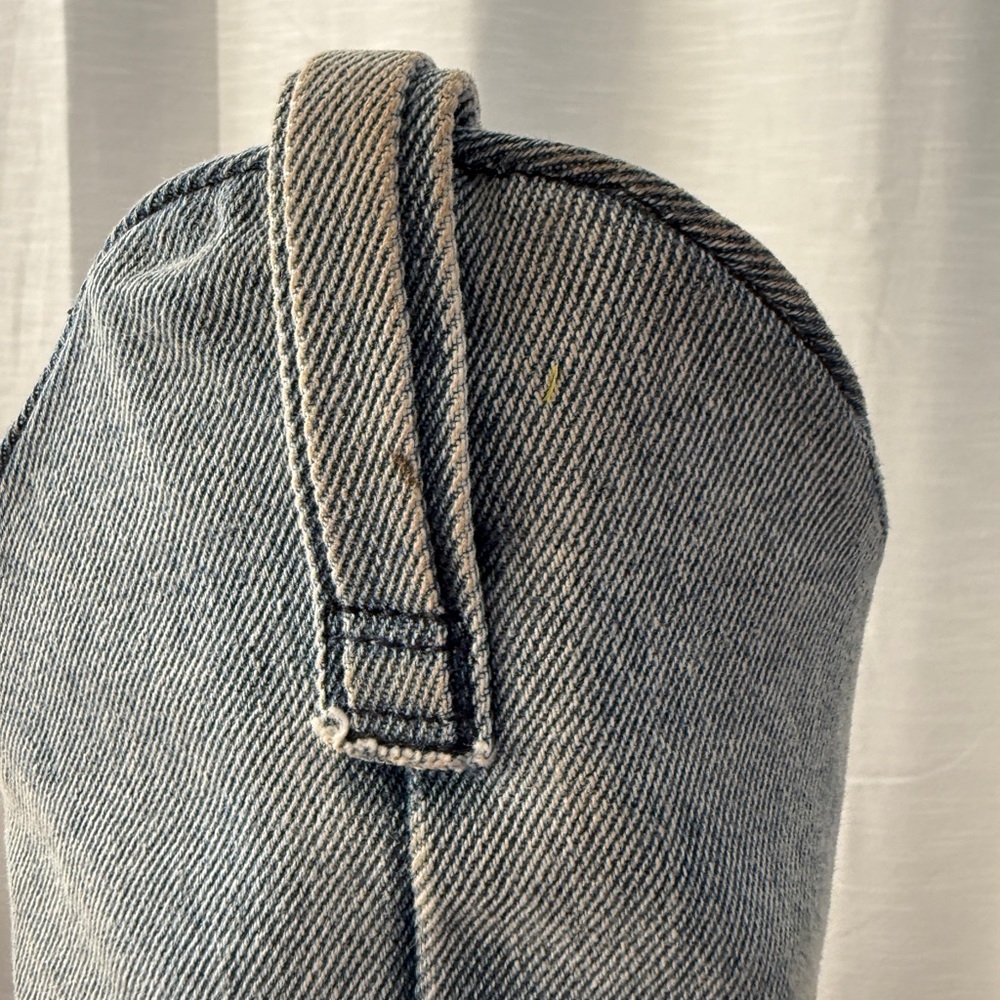 Steve Madden Lassy Denim Cowboy Boot Frayed Hem Western Festival | Size 5M - Picture 13 of 16